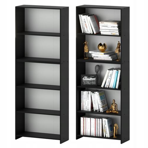 Bibliothèque -étagère Multifonction Noir 5 Niveaux 70x30x189cm