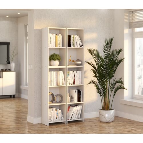 Bibliothèque - Étagère Multifonction Blanche 5 Niveaux 40x30x189cm