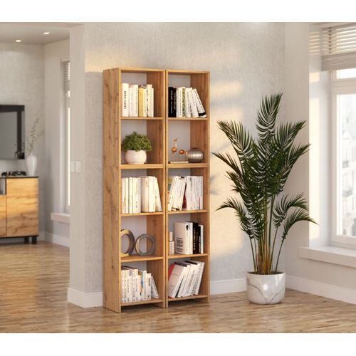 Bibliothèque -étagère Multifonction Chêne Wotan 5 Niveaux 40x30x189cm