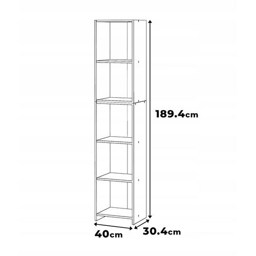 Bibliothèque -étagère Multifonction Chêne Wotan 5 Niveaux 40x30x189cm