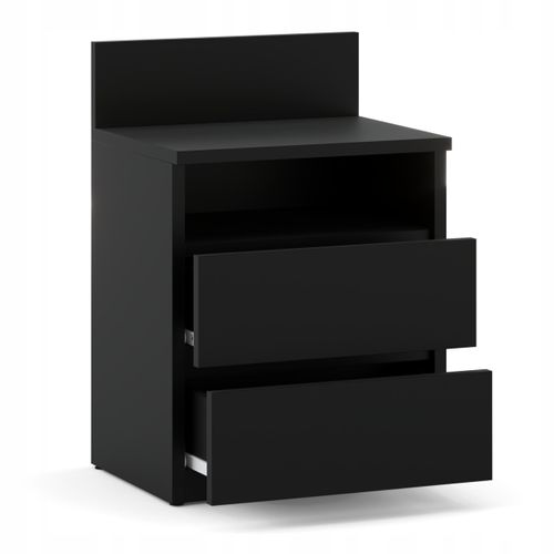 Table De Chevet Noire 40 Cm, 2 Tiroirs, Meuble De Nuit Pour Chambre à Coucher