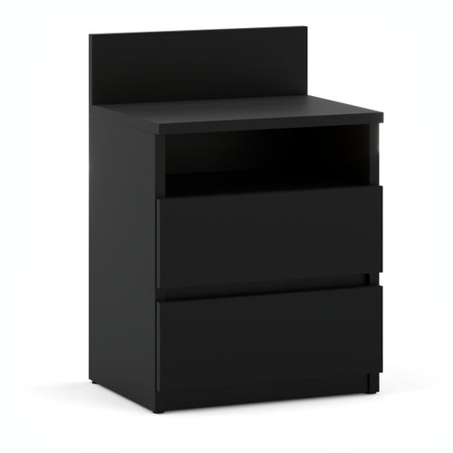 Table De Chevet Noire 40 Cm, 2 Tiroirs, Meuble De Nuit Pour Chambre à Coucher