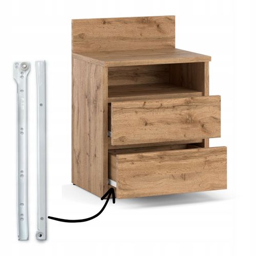 Table De Chevet Wotan 40 cm 2 Tiroirs 1 Étagère – Meuble De Chambre