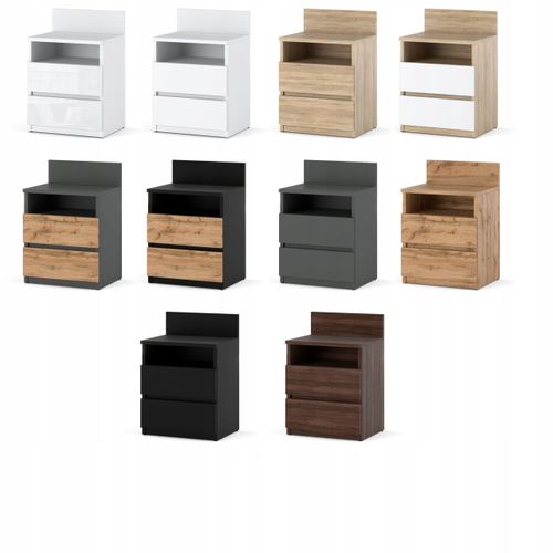 Table De Chevet Wotan 40 cm 2 Tiroirs 1 Étagère – Meuble De Chambre