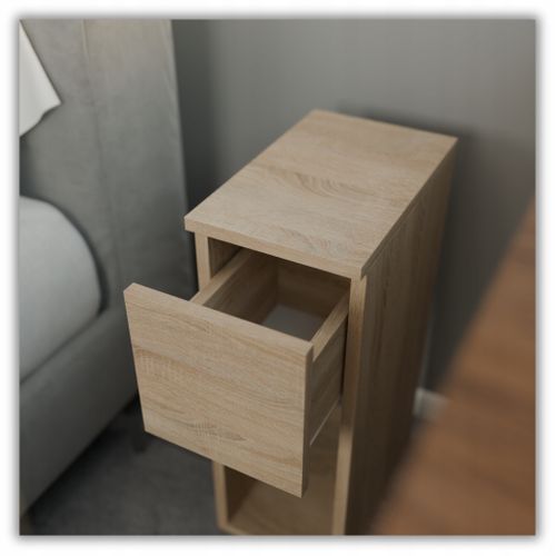 Table De Chevet Étroite 20 Cm Chêne Sonoma - Table De Nuit Avec 1 Tiroir Pour Chambre à Coucher