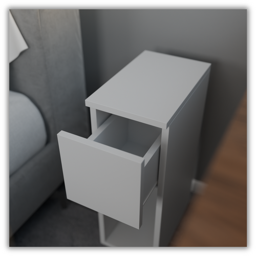 Table De Chevet Blanche, Étroite 20 Cm, Petite Table De Nuit Loft Compacte Pour Chambre