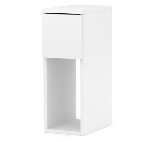 Table De Chevet Blanche, Étroite 20 Cm, Petite Table De Nuit Loft Compacte Pour Chambre