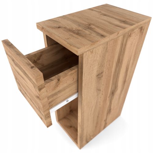 Table De Chevet Étroite Chêne Wotan 20 Cm Avec Tiroir, Style Loft, Table De Nuit Pour Chambre