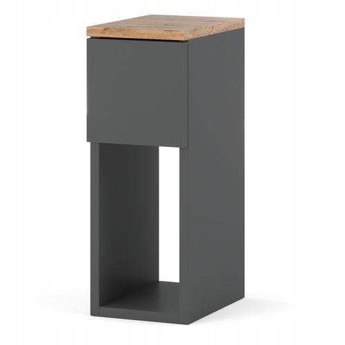 Table De Chevet Étroite Grise / Chêne Wotan 20 Cm, Style Loft, Table De Nuit Pour Chambre