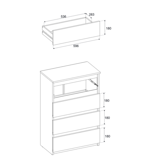 Commode à Tiroirs Noire Chêne Wotan 60 Cm Spacieux 4 Tiroirs Style Loft