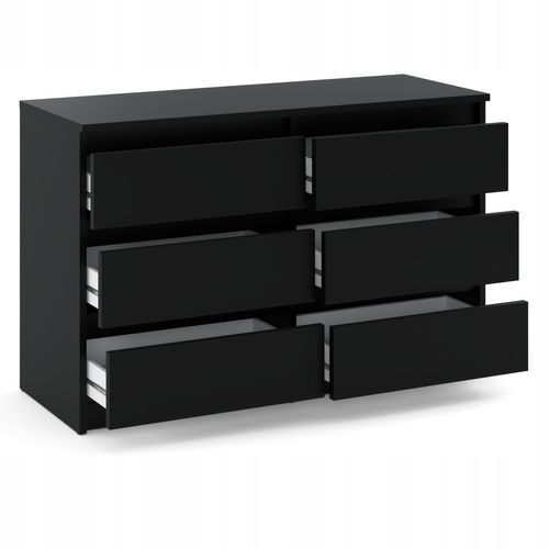 Commode Noire 100 Cm – 6 Tiroirs – Spacieux Rangement Style Loft Pour Salon