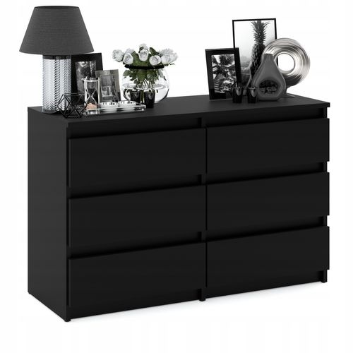 Commode Noire 100 Cm – 6 Tiroirs – Spacieux Rangement Style Loft Pour Salon