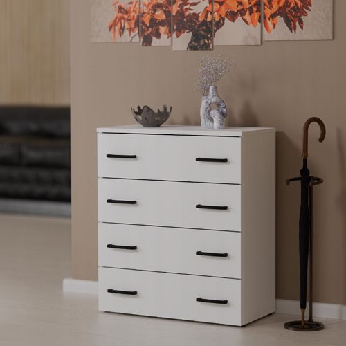 Armoire à Chaussures En Blanc 71x82,9x35 Cm – Meuble De Rangement Avec 4 Étagères