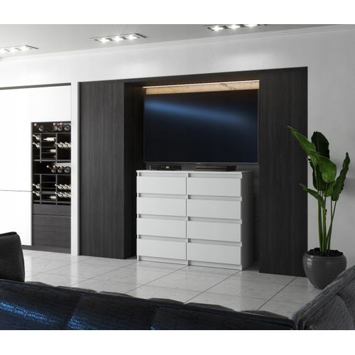 Grande Commode 120 Cm Avec 8 Tiroirs – Blanc Mat