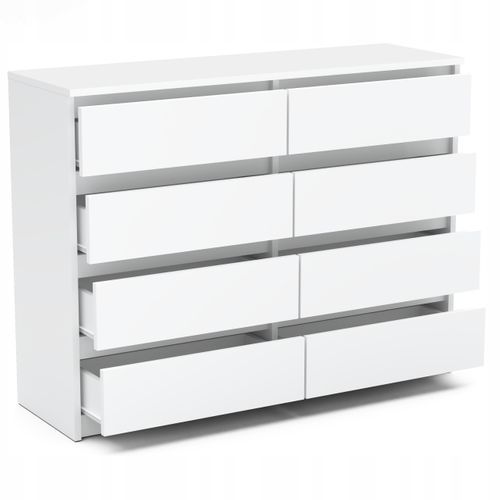 Grande Commode 120 Cm Avec 8 Tiroirs – Blanc Mat