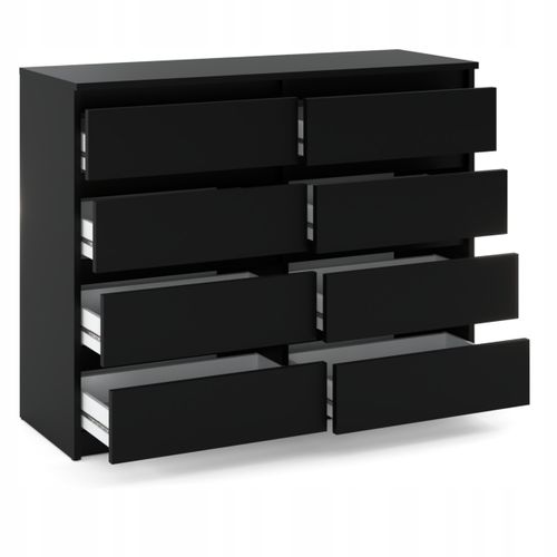 Commode Moderne 120 Cm – 8 Tiroirs, Noir Mat