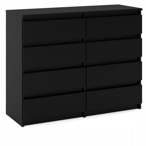 Commode Moderne 120 Cm – 8 Tiroirs, Noir Mat