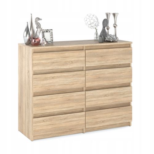 Commode Moderne 120 Cm Sonoma  Avec 8 Tiroirs – Chêne