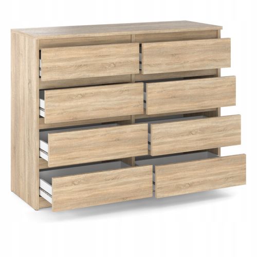 Commode Moderne 120 Cm Sonoma  Avec 8 Tiroirs – Chêne