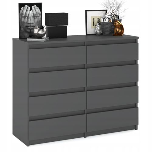 Commode Moderne 120 Cm Avec 8 Tiroirs – Gris Mat