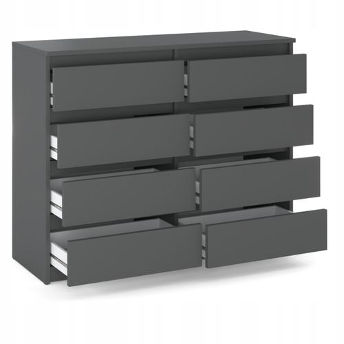 Commode Moderne 120 Cm Avec 8 Tiroirs – Gris Mat