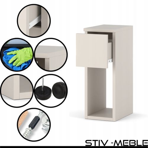 Table De Chevet Étroite 20 Cm Couleur Cachemire Beige, Petite Table De Nuit Pour Chambre