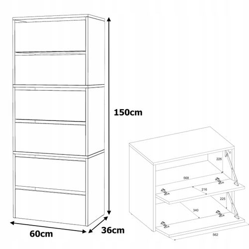 Meuble à Chaussures Étroit Cachemire 60x36x150cm 15paires – Étagère Rangement Entrée