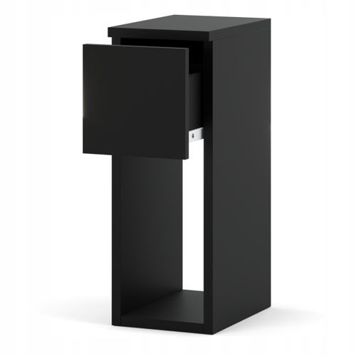 Table De Chevet Noire, Étroite 20 Cm, Table De Nuit Pour Chambre Compacte Loft