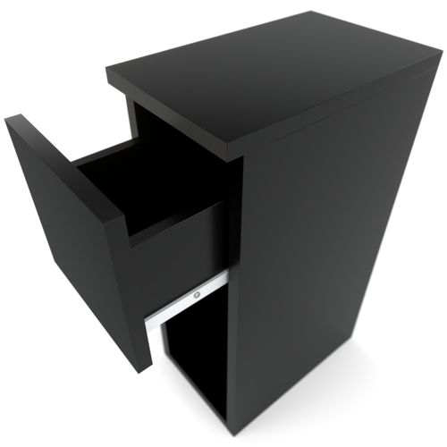 Table De Chevet Noire, Étroite 20 Cm, Table De Nuit Pour Chambre Compacte Loft