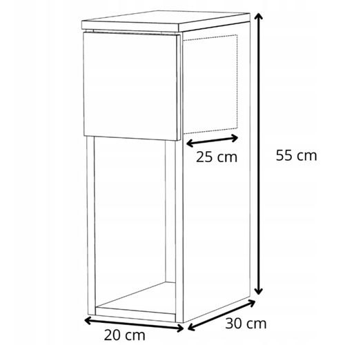 Table De Chevet Noire Wotan, Étroite 20 Cm, Table De Nuit Pour Chambre Compacte