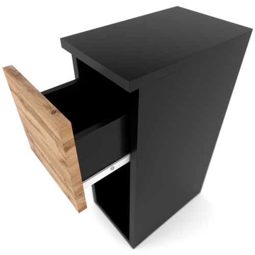 Table De Chevet Noire Wotan, Étroite 20 Cm, Table De Nuit Pour Chambre Compacte
