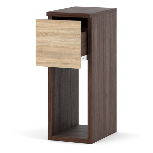 Table De Chevet Wengé et Chêne Sonoma 20 Cm – Table D’appoint Élégante Avec Tiroir