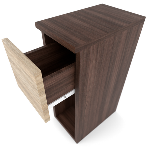 Table De Chevet Wengé et Chêne Sonoma 20 Cm – Table D’appoint Élégante Avec Tiroir