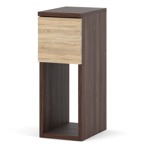 Table De Chevet Wengé et Chêne Sonoma 20 Cm – Table D’appoint Élégante Avec Tiroir