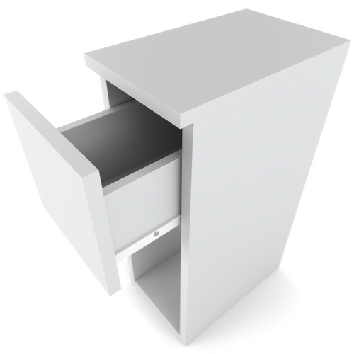 Table De Chevet Blanc Brillant Et Mat 20 Cm - Table D'appoint Moderne Avec Tiroir