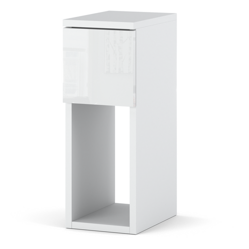 Table De Chevet Blanc Brillant Et Mat 20 Cm - Table D'appoint Moderne Avec Tiroir