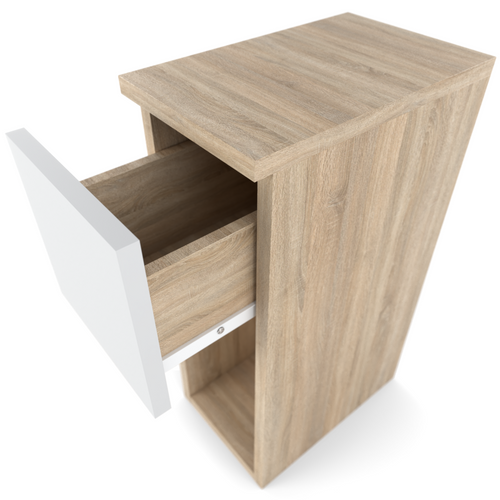 Table De Chevet Chêne Sonoma Et Blanc Mat 20 Cm – Table De Nuit Moderne Avec Tiroir