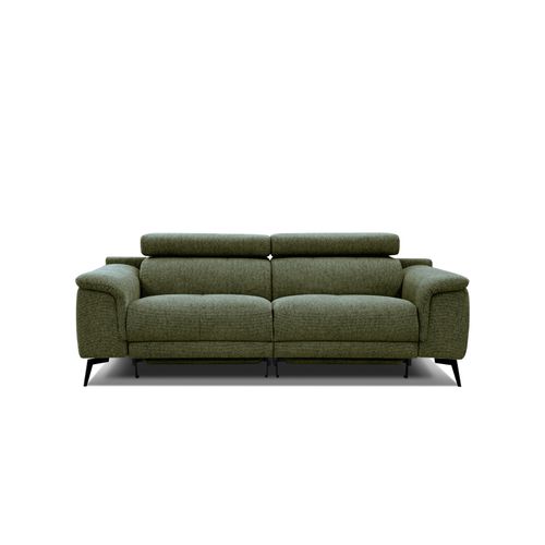 Canapé Droit Fiero 3 Places Avec 2 Relax Électriques Tissu Vert