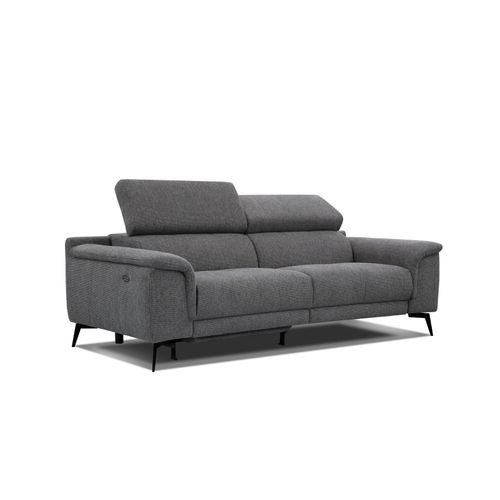 Canapé Droit Fiero 3 Places Avec Un Relax Électrique Côté Gauche Tissu Gris Foncé