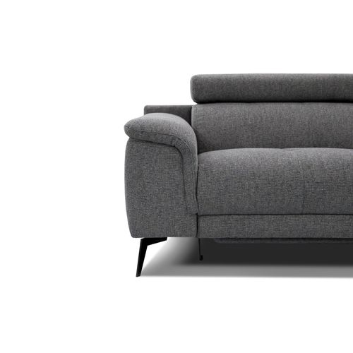 Canapé Droit Fiero 3 Places Avec Un Relax Électrique Côté Gauche Tissu Gris Foncé