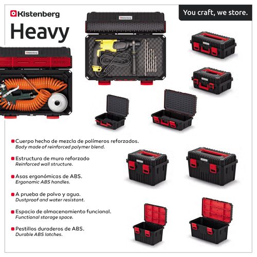 Boîte À Outils Heavy - Poignées Ergonomiques - Fermetures De Serrage -construction Murale Renforcée