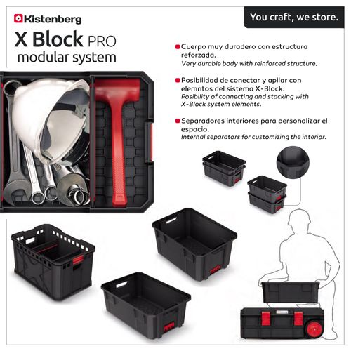 Boîte À Outils X-block - Capacité De Charge Jusqu'à 50 Kg - 544 X 362 X 300 Mm