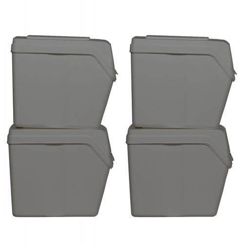 Lot De 4 Cubes De Recyclage 80 L Sortibox En Plastique Gris 4 X 20 L