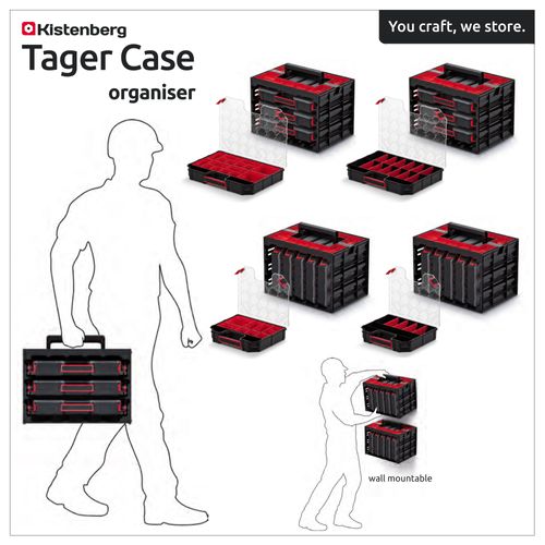 Mallette À Outils Avec 5 Compartiments De Séparation, Poignée Confortable 415 X 290 X 295 Mm