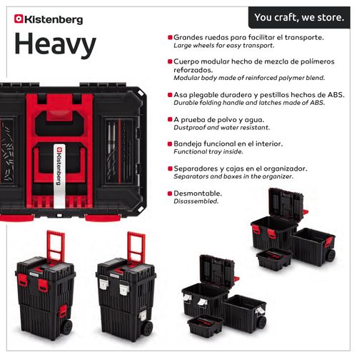Boîte À Outils À Roulettes Pour Atelier Avec Fermetures À Serrage Modulaire 45x36x64 Cm