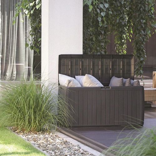 Coffre de Jardin 290l Plastique Anthracite Boxe Board 116,6 X 43,8 X 59,5 Cm