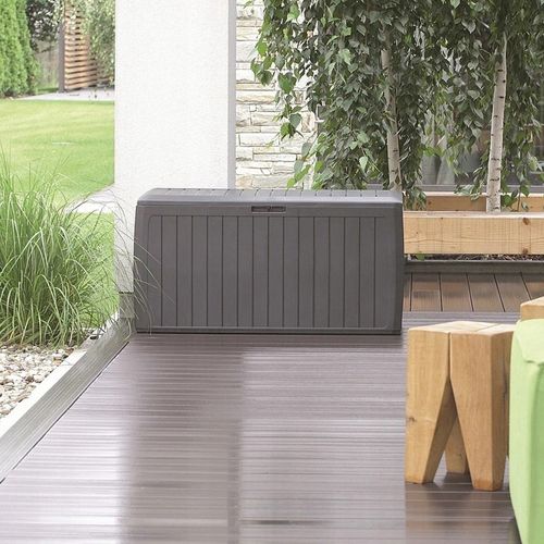 Coffre de Jardin 290l Plastique Anthracite Boxe Board 116,6 X 43,8 X 59,5 Cm
