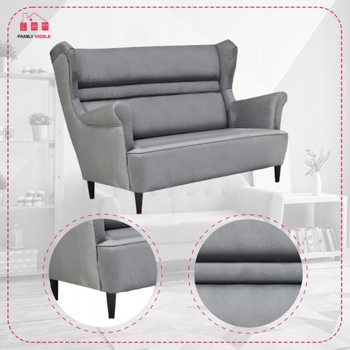 Canapé à Oreilles Zoja, Au Style Scandinave, Non Convertible, Gris