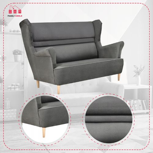 Canapé à Oreilles Zoja, Style Scandinave, Non Convertible, Gris Graphite