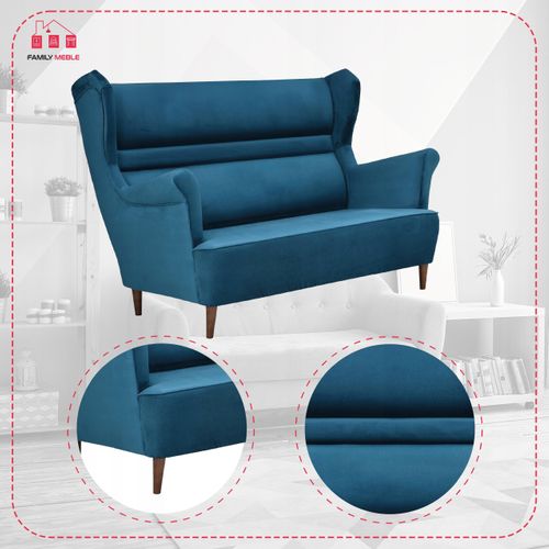 Canapé Zoja Scandinave à Oreilles, Non Convertible, Bleu